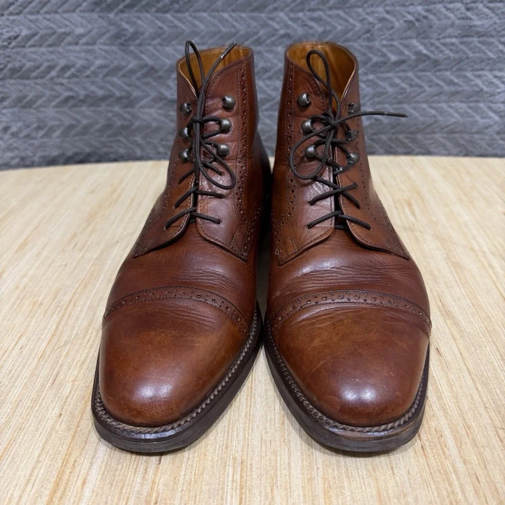 Vintage Cole Haan Boots Men 9.5 Chukka Brown Leather Lace Ankle Italy
